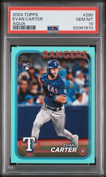2024 TOPPS 280 EVAN CARTER AQUA RC PSA 10