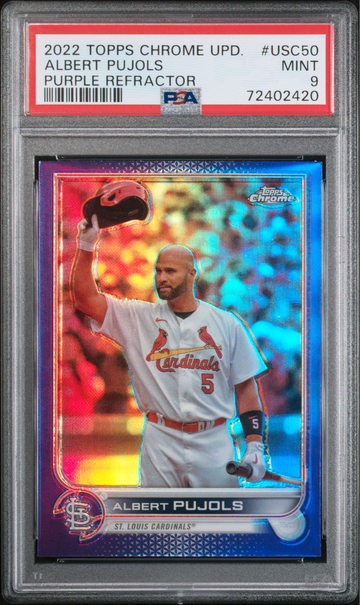 2022 Topps Chrome Update #USC50 Albert Pujols Purple Refractor PSA 9