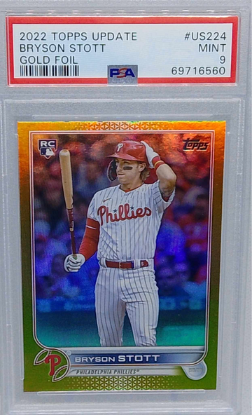 2022 Topps Update #US 224 Bryson Stott Gold Foil RC SPA 9