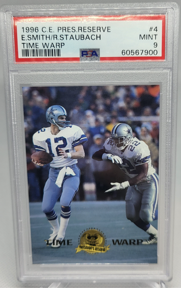 1996 C.E. President Reserve #4 Emmitt Smith/Roger Staubach Time Warp PSA 9