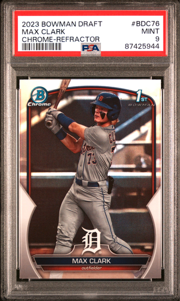 2023 Bowman Draft Chrome #BDC 76 Max Clark REFRACTOR RC PSA 9