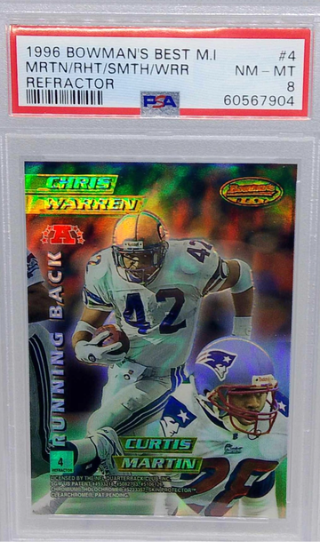 1996 Bowman Best Mirror Image #4 Emmitt Smith/Curtis Martin REFRACTOR PSA 8