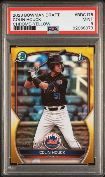 2023 Bowman Draft Chrome #BDC175 Colin Houck Yellow Refractor #/75 PSA 9 RC