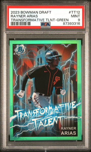 2023 Bowman Draft Chrome #TT12 Rayner Arias Transformative Talent Green #/99 PSA 9 RC