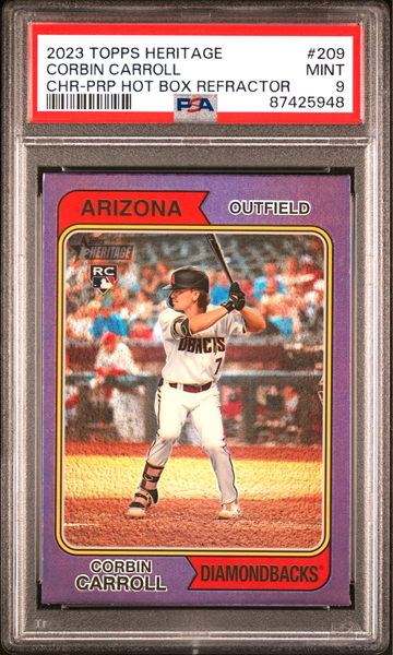 2023 Topps Heritage #209 Corbin Carroll RC Purple Chrome Refractor PSA 9