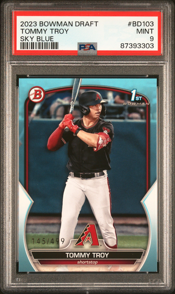 2023 Bowman Draft #BD103 Tommy Troy Sky Blue #/499 PSA 9 RC