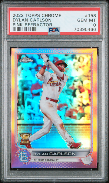 2022 Topps Chrome #158 Dylan Carlson Pink Refractor RC PSA 10