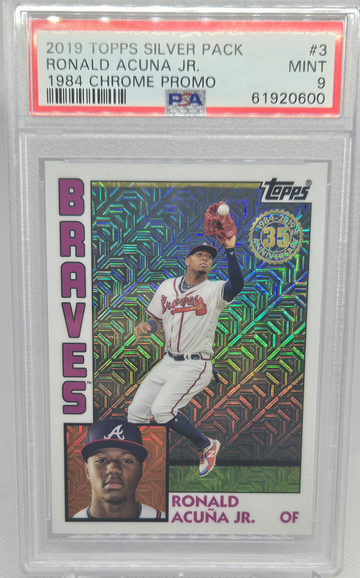 2019 Topps Silver Pack #3 Ronald Acuna Jr 1984 Chrome Promo PSA 9