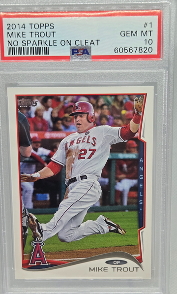 2014 Topps #1 Mike Trout PSA 10 No Sparkle on Cleat 