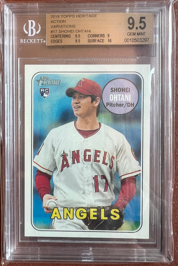 2018 topps heritage 17 Shohei Ohtani action image variation sp BGS 9.5