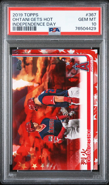 SHOHEI OHTANI Gets Hot 2019 Topps #367 Independence Day /76 PSA 10 Pop 5 Card