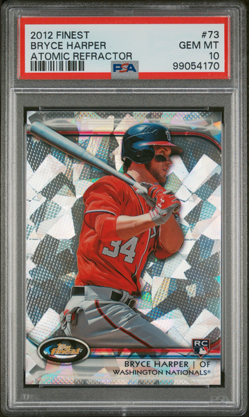 2012 TOPPS FINEST BRYCE HARPER Atomic Refractor 1/5 PSA 10 RC ROOKIE Card Pop 2