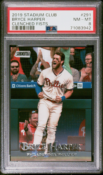 2019 Topps Stadium Club Bryce Harper Image Variation SP SSP Phillies Card PSA 8