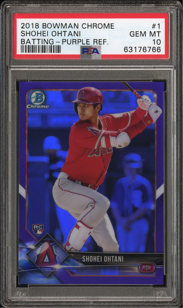 2018 BOWMAN CHROME SHOHEI OHTANI PURPLE REFRACTOR #1 ROOKIE PSA 10 GEM MINT /250