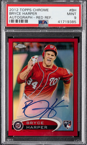 Bryce Harper 2012 topps chrome red refractor auto PSA 9 rookie card RC 