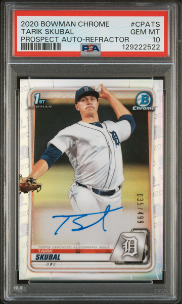 2020 BOWMAN CHROME TARIK SKUBAL AUTO REFRACTOR /499 PSA 10 ROOKIE CARD RC