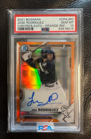 Jose Rodriguez PSA 10 2021 Bowman Chrome AUTO RC ORANGE Refractor #d 19/25