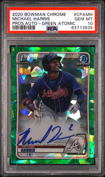 Michael Harris Green Atomic Bowman Chrome auto PSA 10