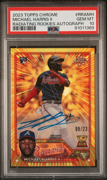 Michael Harris Radiating Rookies Autograph /23 PSA 10 Gem MT Topps Chrome RRAMH