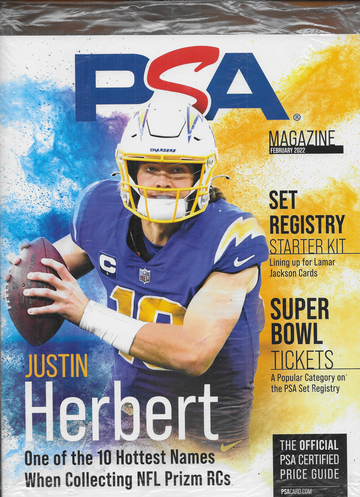 PSA Graded Card Monthly Price Guide Magazine February 2022 Justin Herbert Los Angeles Chargers