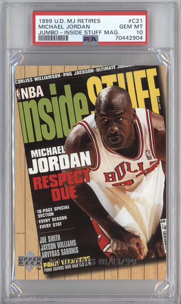 1999 Upper Deck UD MJ Retires 01/13/99 Inside Stuff Magazine Jumbo C21 Michael Jordan Chicago Bulls PSA 10 Gem Mint