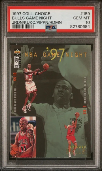 1997 Upper Deck UD Collector's Choice NBA Game Night 159 Michael Jordan Scottie Pippen Rodman Kukoc PSA 10 Gem Mint