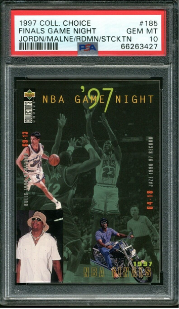 1997 Upper Deck UD Collector's Choice NBA Finals Game Night 185 Michael Jordan Rodman Malone Stockton PSA 10 Gem Mint