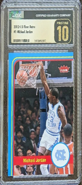 2012-13 Fleer Retro 1 Michael Jordan University of North Carolina UNC CGC 10 Gem Mint Pristine Black Gold Label