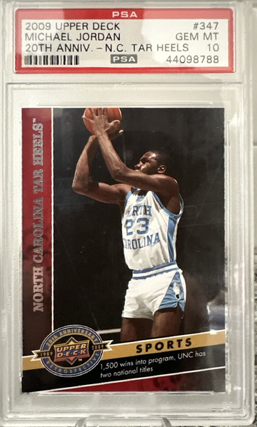 2009 Upper Deck UD 20th Anniversary Retrospective 347 Michael Jordan University North Carolina Tar Heels PSA 10 Gem Mint