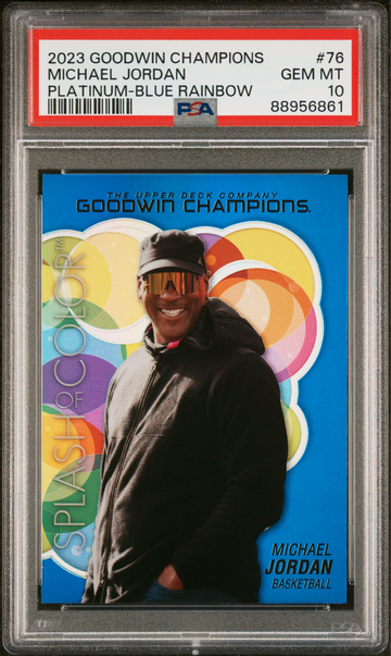 2023 Upper Deck UD Goodwin Champions Splash of Color Platinum Blue Rainbow SCP-76 Michael Jordan PSA 10 Gem Mint