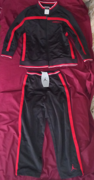 New with Tag Black Nike Michael Air Jordan Boys Size 6 Track Jogging Suit Jacket Pants