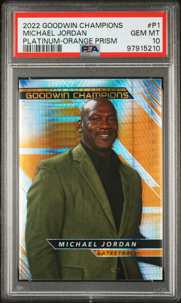 2022 Upper Deck UD Goodwin Champions Platinum Orange Prism #/d 193/499 P1 Michael Jordan PSA 10 Gem Mint