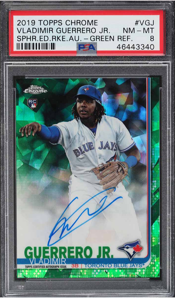 2019 Topps Chrome Sapphire Vladimir Guerrero Jr. Rookie Auto Green 11/50 PSA 8