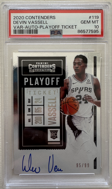 2020-21 Panini Contenders Devin Vassell Playoff Ticket Rookie Auto Variation PSA 10