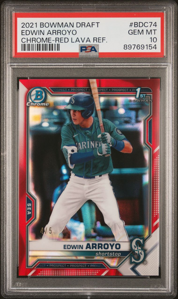 2021 Bowman Draft Edwin Arroyo 1st Bowman Chrome Red Lava Refractor /5 PSA 10