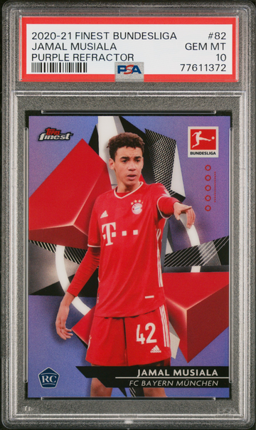 JAMAL MUSIALA 2020-21 FINEST BUNDESLIGA #82 RC PSA 10 /250 PURPLE REFRACTOR 