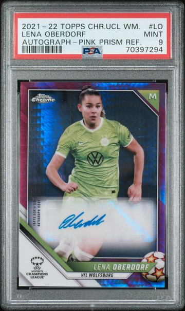 2021-22 Topps Chrome UEFA Women's Lena Oberdorf Pink Auto /150 PSA 9