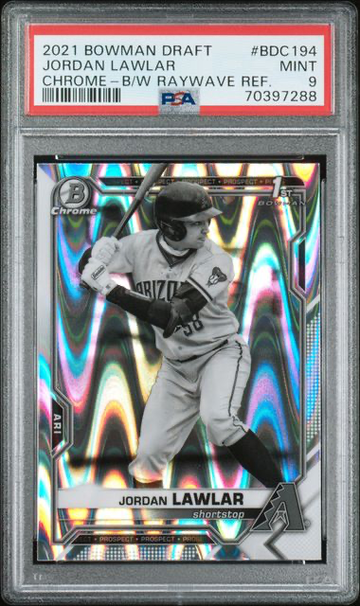 2021 Bowman Chrome Draft Jordan Lawlar Black White Raywave Refractor PSA 9