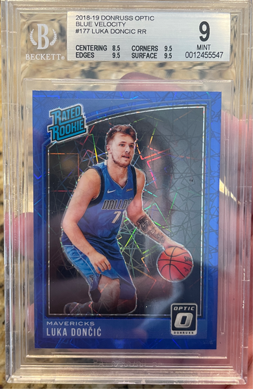 LUKA DONCIC 2018 Panini Donruss Optic Blue Velocity Prizm BGS 9 3x 9.5 Subs RC