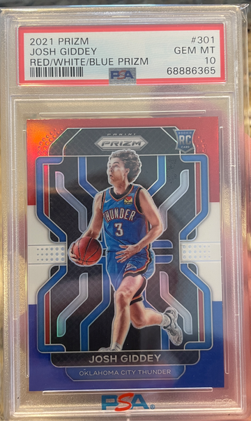 2021 Panini Prizm Josh Giddey Red White Blue SP Rookie RC #301 Thunder PSA 10