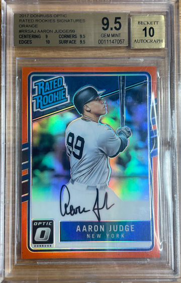 AARON JUDGE 2017 Optic Rated Rookie Orange Prizm Autograph #/99 BGS 9.5 Yankees