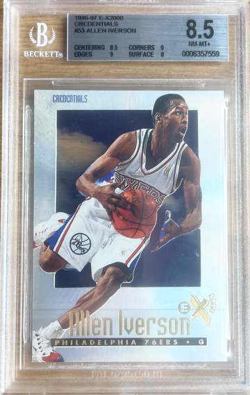 1996 E-X2000 Allen Iverson Credentials /499 BGS 8.5