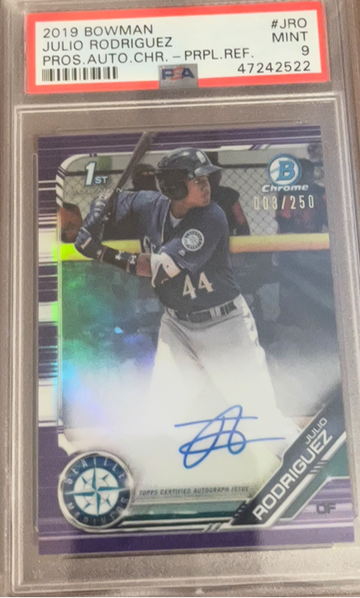 2019 1st Bowman Chrome Julio Rodriguez Auto Purple /250 PSA 9 