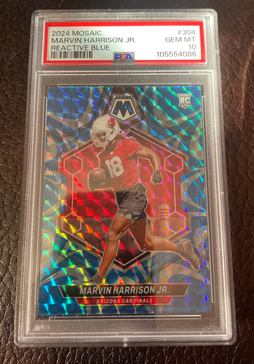 2024 PANINI MOSAIC REACTIVE BLUE #304 MARVIN HARRISON JR. PSA 10