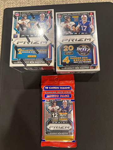 2021 PANINI PRIZM NFL FOOTBALL LOT HANGER BOX BLASTER BOX AND CELLO PACK 1 EACH