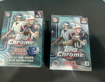 2025 Topps Chrome Football Sealed Blaster Value Box And Hanger Box Lot In Hand