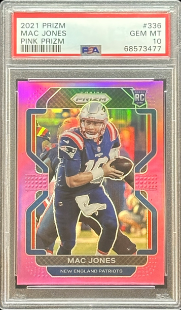 2021 Panini Prizm MAC JONES PINK Prizm ROOKIE PSA 10 New England Patriots #336