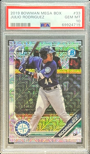 2019 Bowman Chrome Mega Box JULIO RODRIGUEZ Mojo Refractor #33 1st Bowman PSA 10