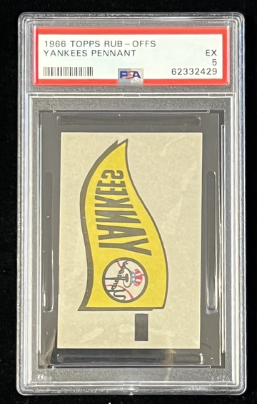 1966 TOPPS RUB-OFFS YANKEE PENNANT PSA 5