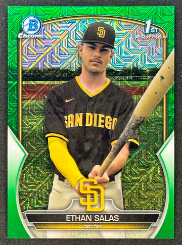 2023 Bowman Chrome ETHAN SALAS 1st GREEN Mojo Refractor /99 #BCP-171 PADRES